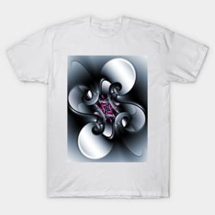 Black and White Curling Shapes T-Shirt